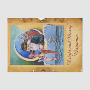 PAPIER MOUSSELINE PÈRE NOËL DES MARINS, LUNE, CHRISTMAS SOCKS ET JOU