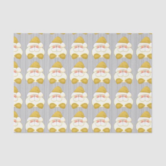 Papier Mousseline Père Noël d'or avec des rayures d'argent (Recto)