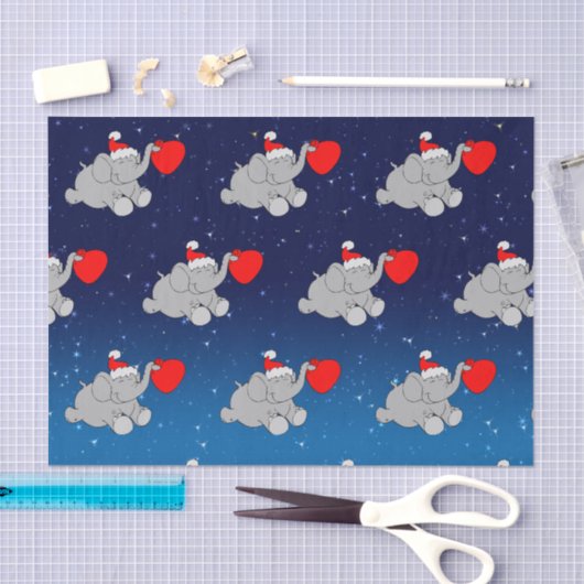 Papier Mousseline Père Noël Elephant Motif (Artisanat)