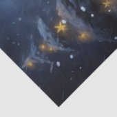 Papier Mousseline Père Noël en forêt de neige avec lanterne brillant (Détail)