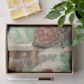 Papier Mousseline Père Noël en Forêt d'hiver avec Angel (Cadeau)