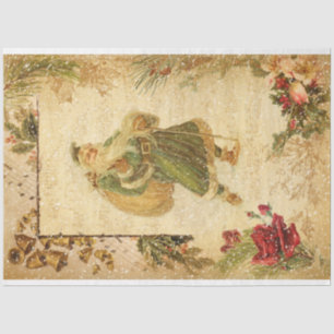 Papier Mousseline Père Noël en Neige avec Roses & Musique