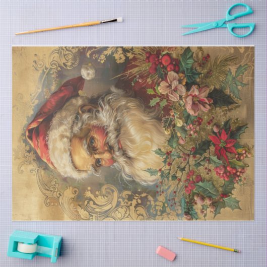 Papier Mousseline Père Noël encadrée (Artisanat)