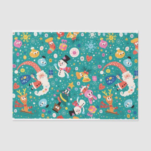 Papier Mousseline Père Noël et Joyeux amis (Recto)