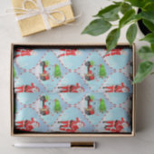 Papier Mousseline Père Noël Et Mme Claus Golfing Ogee Motif (Cadeau)