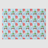 Papier Mousseline Père Noël Et Mme Claus Golfing Ogee Motif (Recto)