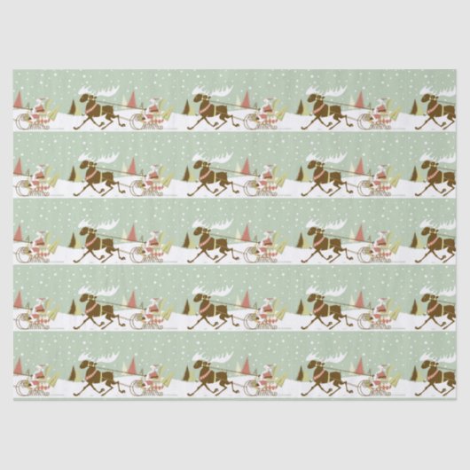 Papier Mousseline Père Noël Et Reindeer Motif Sans Faille (Recto)