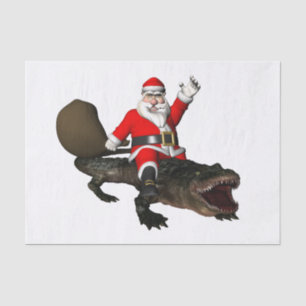 Papier Mousseline Père Noël Festif Montant Un Alligator