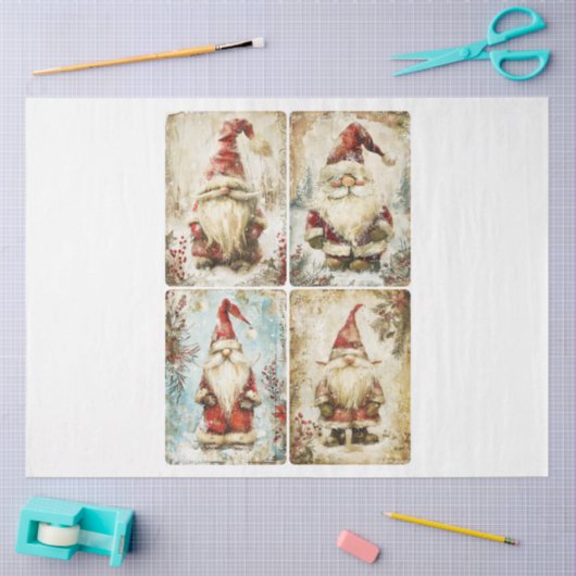 Papier Mousseline Père Noël Gnomes (Artisanat)