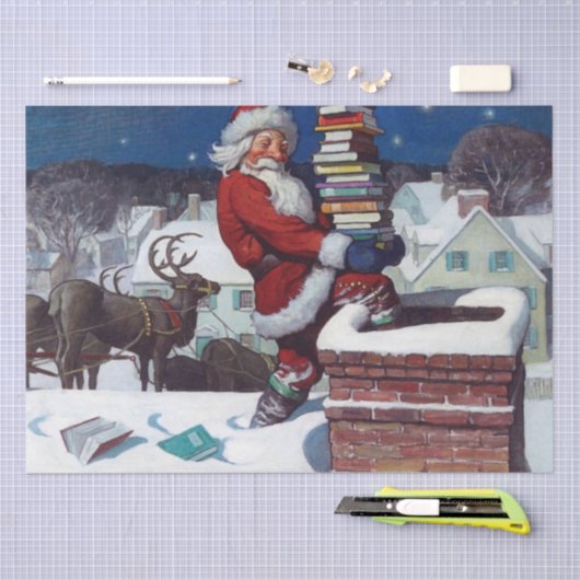 Papier Mousseline Père Noël Livres à Noël, (Artisanat)