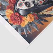 Papier Mousseline Père Noël Muerte mexicaine ornée de fleurs (Détail)