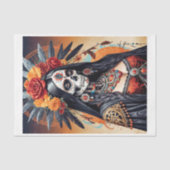 Papier Mousseline Père Noël Muerte mexicaine ornée de fleurs (Recto)