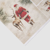 Papier Mousseline Père Noël neigeux et rennes (Détail)