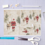 Papier Mousseline Père Noël neigeux et rennes (Artisanat)
