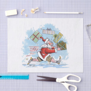 Papier Mousseline Père Noël Papier de tissu non préparé grand