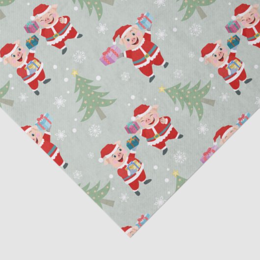 Papier Mousseline Père Noël Pig Giving Motif (Détail)