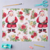 Papier Mousseline Père Noël Poinsettas Fleurs Noël (Artisanat)