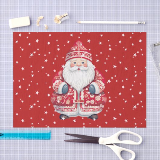 Papier Mousseline Père Noël populaire scandinave (Artisanat)