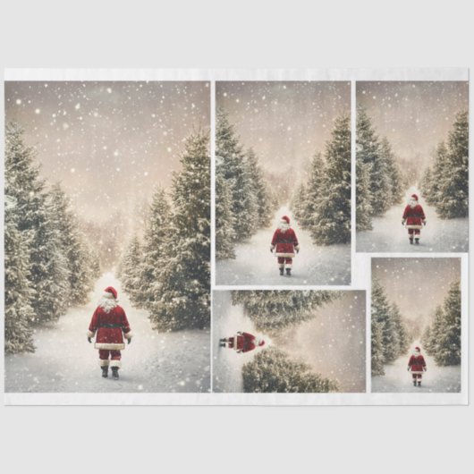 Papier Mousseline Père Noël - Promenade hivernale (Recto)