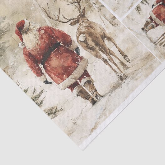 Papier Mousseline Père Noël Rassembler les rennes (Détail)