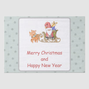 Papier Mousseline Père Noël Reindeer Sleigh Noël personnalisé