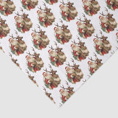 Papier Mousseline Père Noël rétro et Motif de Noël Reindeer (Détail)