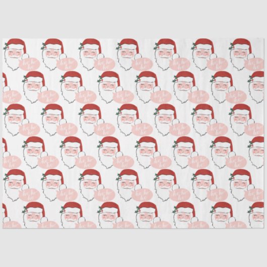 Papier Mousseline Père Noël rose et rouge joyeux | ho ho (Recto)