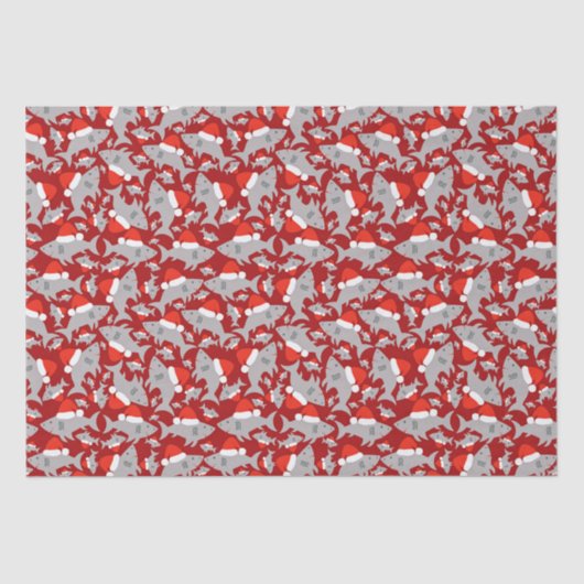 Papier Mousseline Père Noël Shark Arrière - plan rouge Noël (Recto)