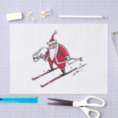 Papier Mousseline Père Noël Skiing papier tissu grand (Artisanat)