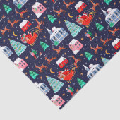 Papier Mousseline Père Noël Sleigh Reindeer Noël Village nordique (Détail)