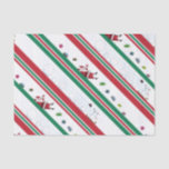 Papier Mousseline Père Noël & Snowman Christmas Stripes<br><div class="desc">Père Noël et le Snowman glissent en diagonale sur les Stripes.</div>