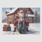 Papier Mousseline Père Noël sur la route - Découpage - (Recto)