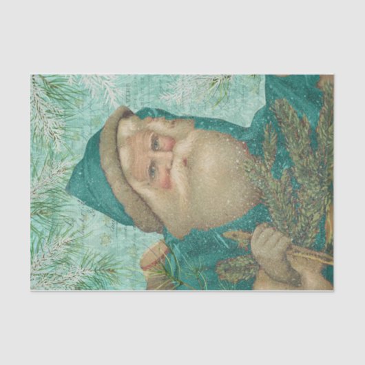 Papier Mousseline Père Noël Turquoise (Recto)