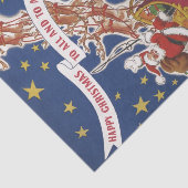 Papier Mousseline Père Noël Vintage Avec Renne Volant (Détail)