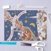 Papier Mousseline Père Noël Vintage Avec Renne Volant (Artisanat)