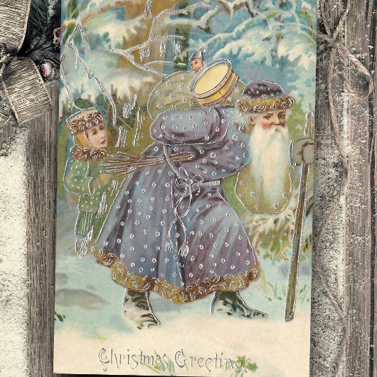 Papier Mousseline Père vintage Noël dans Snowy Woods