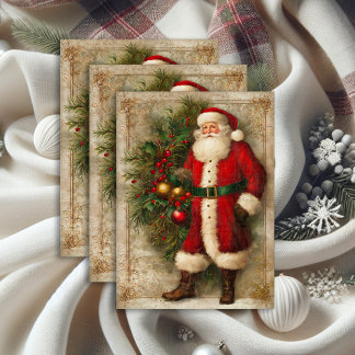Papier Mousseline Père vintage Noël Père Noël Élégante Découpage