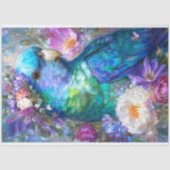 Papier Mousseline Perroquet australien bleu avec découpage de la Cou (Recto)