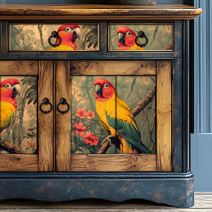 Papier Mousseline Perroquet de la jungle vintage rouge et jaune