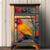 Papier Mousseline Perroquet jaune rose vintage