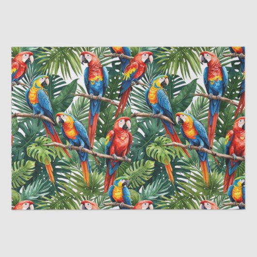 Papier Mousseline perroquet jungle papier de tissus (Recto)