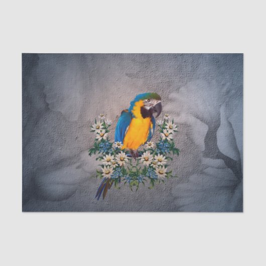 Papier Mousseline Perroquet mou aux fleurs (Recto)