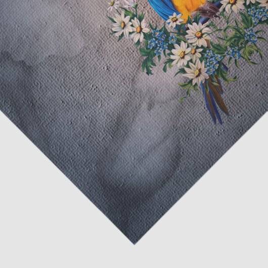 Papier Mousseline Perroquet mou aux fleurs (Détail)