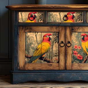 Papier Mousseline Perroquet rouge vintage et jaune Mobilier victorie