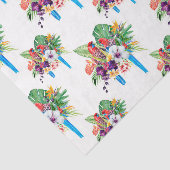 Papier Mousseline Perroquets à queue bleue avec Feuilles (Détail)