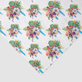 Papier Mousseline Perroquets à queue bleue avec Feuilles 2 (Détail)