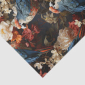 Papier Mousseline Perroquets de saumons rouges blancs et bleus vibra (Détail)