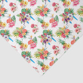 Papier Mousseline Perroquets et fleurs roses (Design 61 série rose) (Détail)