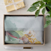 Papier Mousseline Perroquets jaunes tropicaux floraux (Cadeau)