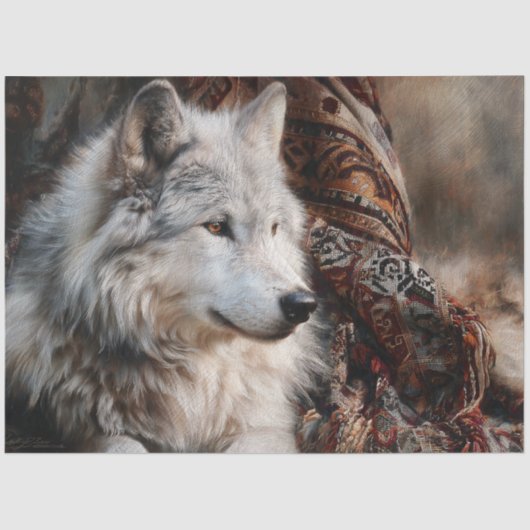Papier Mousseline Persian Rug White Wolf Portrait (Recto)